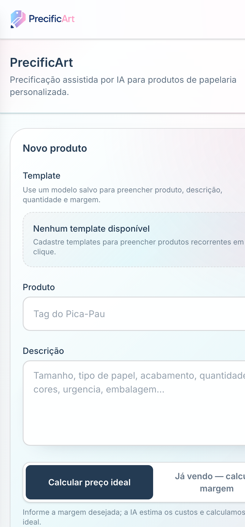 PrecificArt no celular
